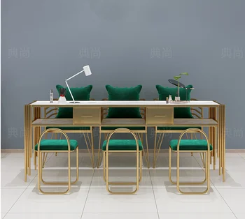 

Light luxury manicure table and chair suit, iron manicure table, worktable, single person, double person, three person, special