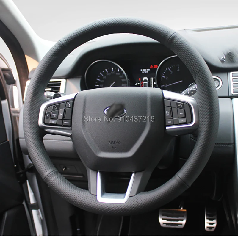 

For Land Rover Discovery Sport DIY Black Perforated Suede Leather Hand sewing Steering Wheel Wrap Cover