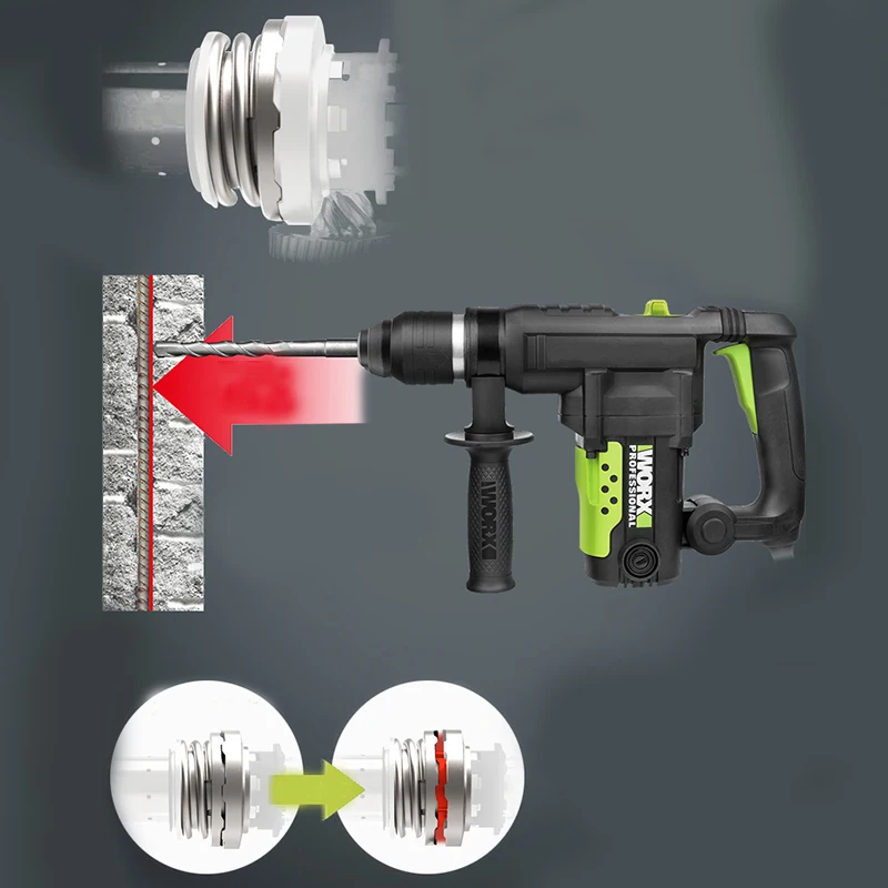 WORX электрический молоток, электрический светильник с литиевой батареей двойного назначения, промышленное сверление бетона с высокой мощностью, двойное использование WU326/D