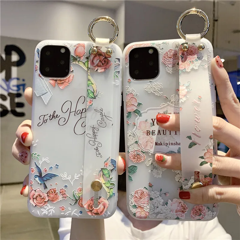 Чехол для iPhone 11 Pro Max мягкий ТПУ держатель телефона чехол 8 Plus 6 6s 7 X XR Xsmax с цветочным
