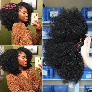 

Mongolian Afro Kinky Curly Hair Weave Natural Black Women Virgin Human Hair Bundles Extension 3 Lwigs Curly Human Hair Weaving