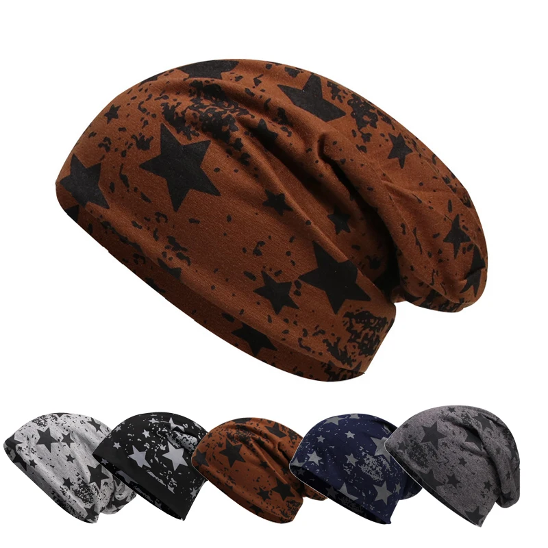 

Beanie Hat Unisex Warm Autumn Winter Caps Outdoor Set head cap Thin section Star pattern knitting Beanie Hat For Men Women