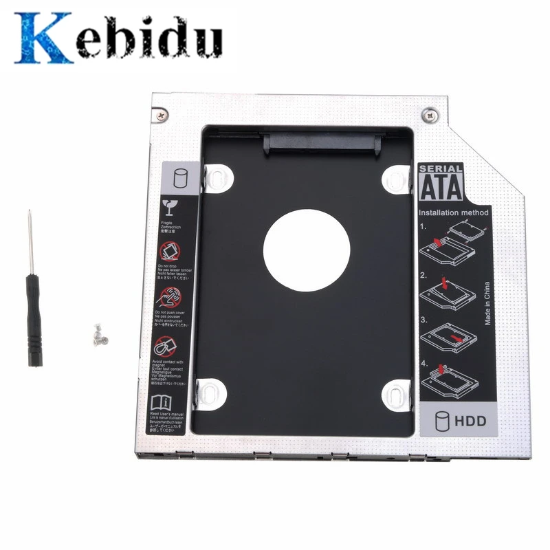 Kebidu 9,5 SATA 3,0 коробка для жесткого диска Алюминиевый металлический 2-ой HDD Caddy 2," SATA III 3,0 чехол для SSD, HDD для ноутбука ODD CD-ROM