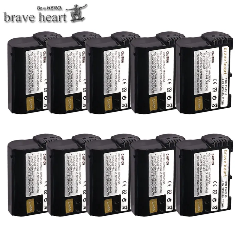 10battery МА/ч. аккумулятор EN-EL15 ENEL15 RU EL15 EN-EL15A RU EL15A Камера Батарея для цифровых зеркальных фотокамер Nikon D600 D610 D800 D800E D810 D7000 D7100 D7200 L15 - Цвет: 10battery