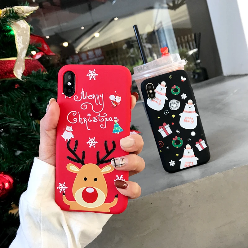 

Santa Claus Elk Snowman phone case For iphone 11 Pro Max 7 8 Soft silicone Cover Case For iphone 11 Pro Max X XS 6 6s 7 8 Plus