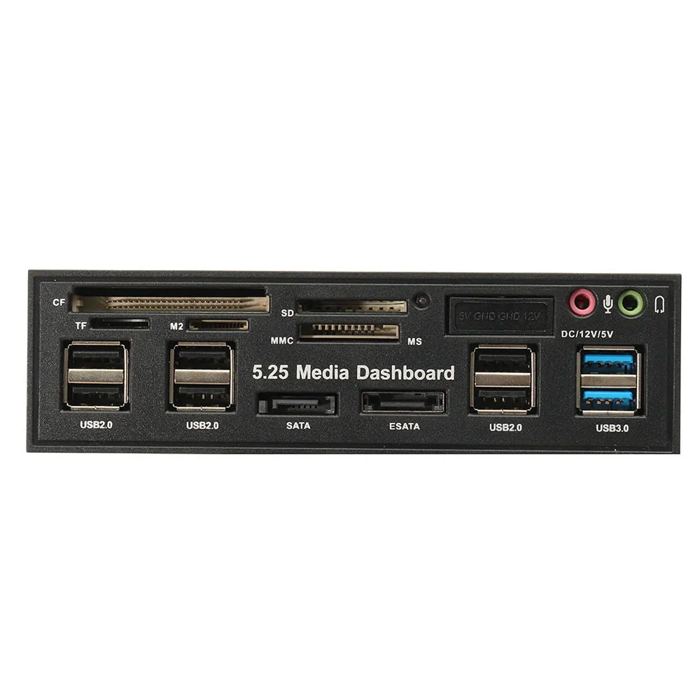 Computer External Card Reader 5.25 Inch USB3.0 Drive Bay SD TF Card Reader SATA USB Hub Audio Front Panel Media Dashboard COD