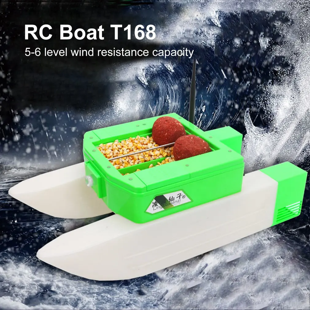 T168 RC Boat Intelligent Wireless Electric Fishing Bait Remote Control High Speed Boat Dual Warehouse Boat Toy Gifts For Kids