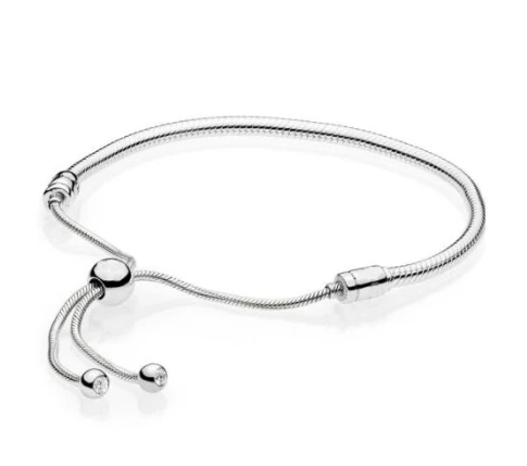 925 пробы серебряный браслет Moments скользящая застежка регулируемый браслет подходит для женщин Шарм из бисера Diy модное ювелирное изделие