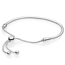 925 пробы серебряный браслет Moments скользящая застежка регулируемый браслет подходит для женщин Шарм из бисера Diy модное ювелирное изделие