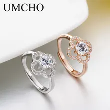 UMCHO Романтический цветок Настоящее 925 пробы Серебряные Кольца Юбилей свадебный подарок кольцо для женщин ювелирные украшения