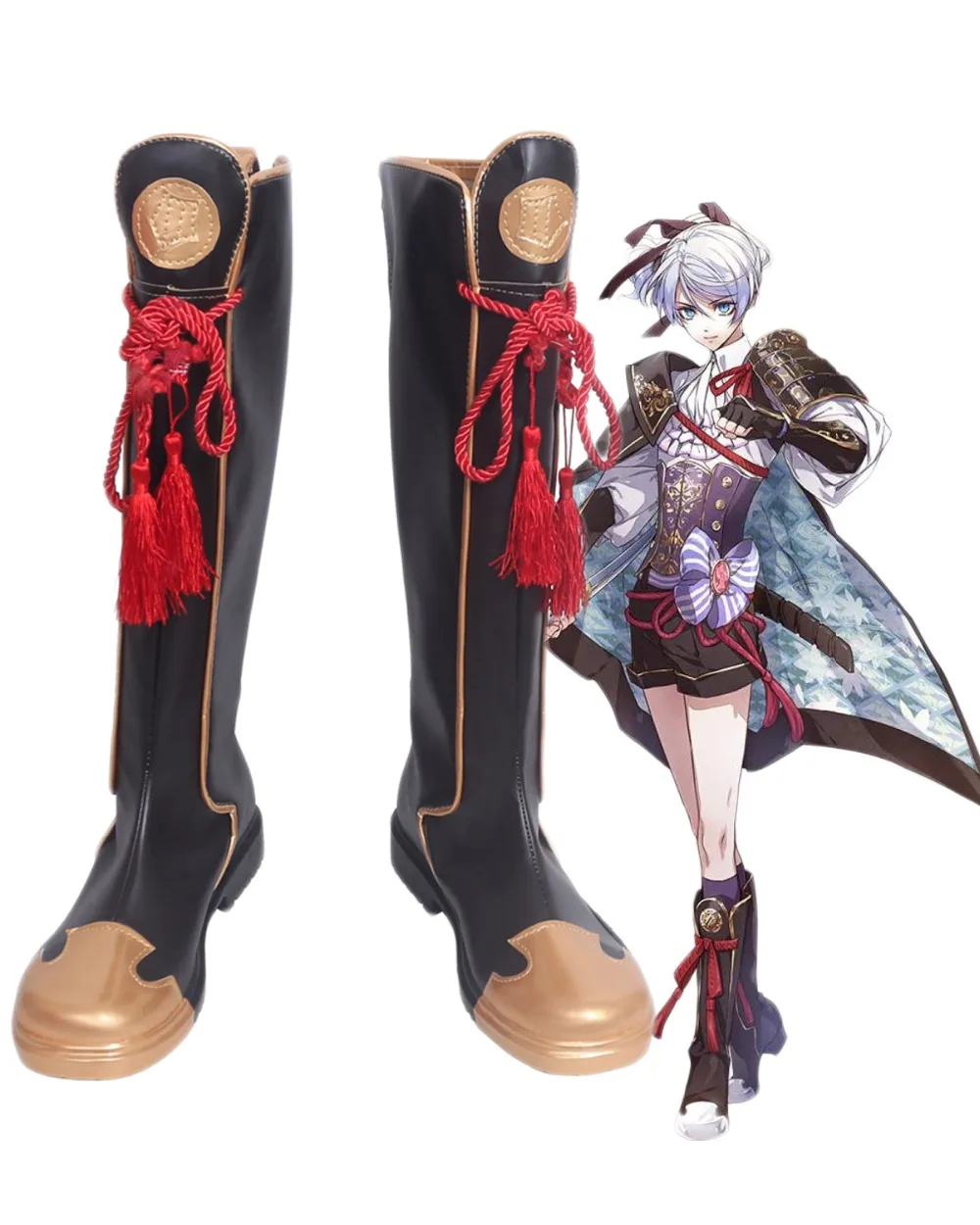 

Sengoku Night Blood Senbura Ranmanru Mori Cosplay Boots Shoes Golden Version Custom Made
