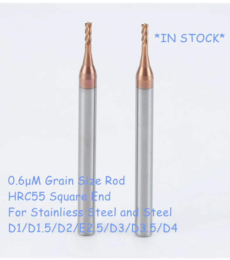 

HRC55 1MM 1.5MM 2MM 2.5MM 3MM 3.5MM 4MM Carbide High Performance End Mill