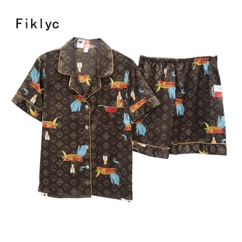 

Fiklyc underwear summer shorts pants feminino satin pajamas pyjama pidzama damska women set 2 piece nuisette sexy nightwear