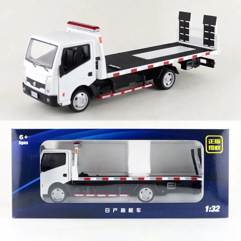 1:32 Масштаб/литая под давлением металлическая игрушка/Nissan Cabstar NT400 дорожный грузовик/звук и светильник/вытяжной назад образовательная Коллекция/подарок для детей