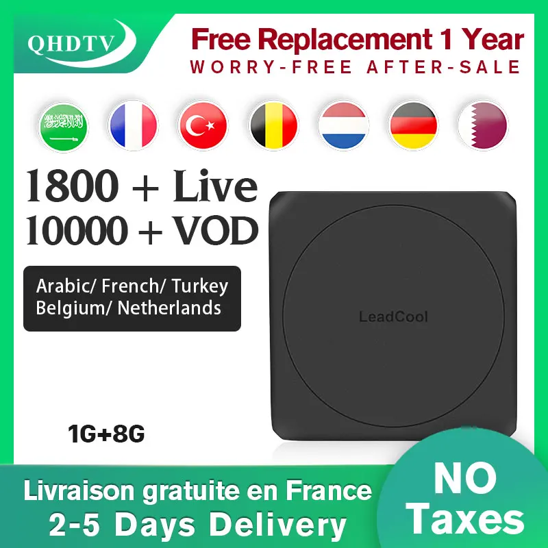 

France IPTV Arabic Leadcool W Android Smart TV box S905W Global QHDTV 1 Year Code IPTV Germany Belgium Algeria IPTV French Box