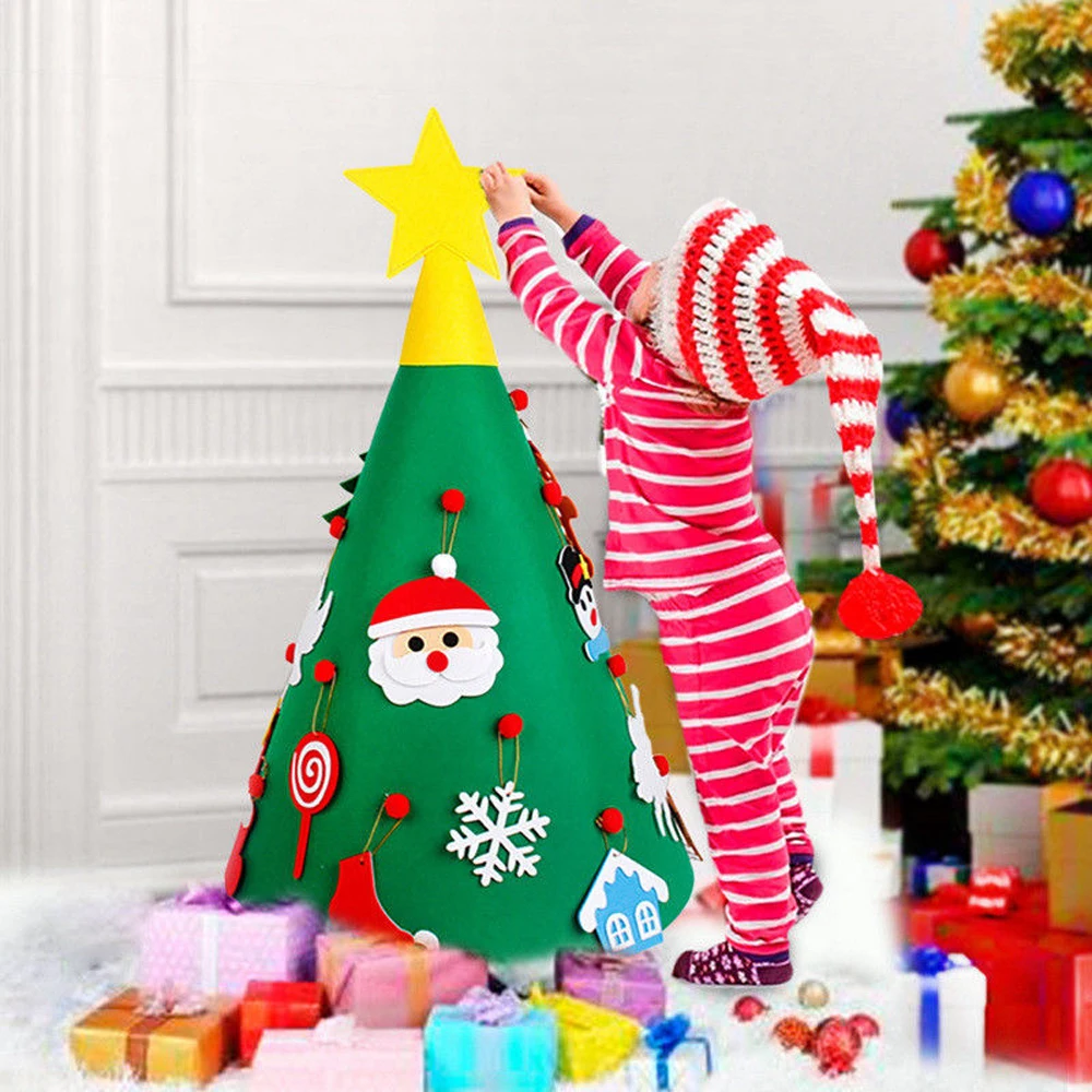 3D DIY войлок для малышей новогодняя елка подарки для детей игрушки искусственное дерево рождественское подвесное украшение для дома украшения 9