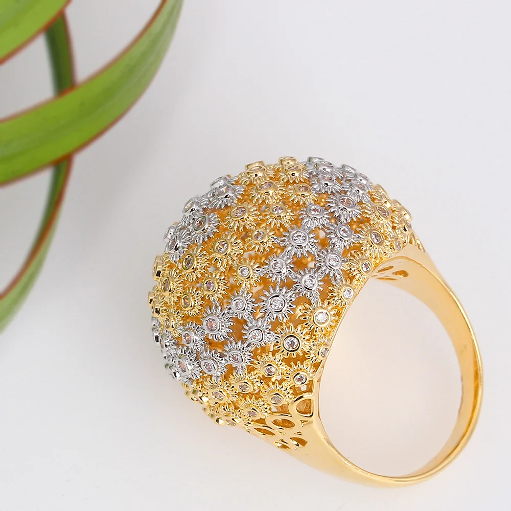 TIRIM High-Quality Luxury Zircon Big Rings Multilayer Shiny Style Finger for Women Jewelry Wedding party Engagement Holiday Gift