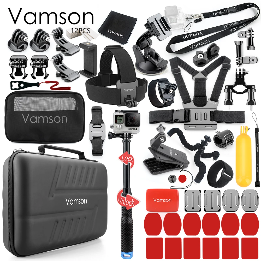 VS59C Vamson для DJI OSMO действий для экшн-камеры Gopro Hero 7/6/5 Black Label Камера набор аксессуаров для Xiaomi yi4K штатив монопод Аксессуары Комплект VS59 - Colour: VS59C