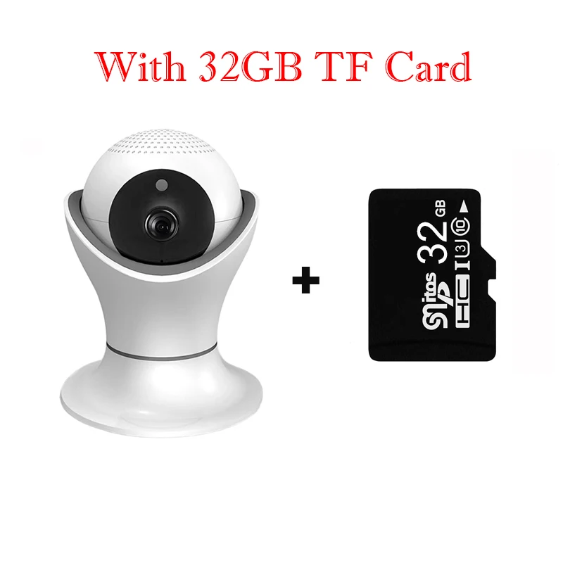 With 32GB TF Card Мини Wi-Fi камера 1080P домашняя охранная видео камера Bebe беспроводная уличная камера ночного видения CCTV камера 360 панорамная камера Радионяня - Цвет: With 32GB TF Card