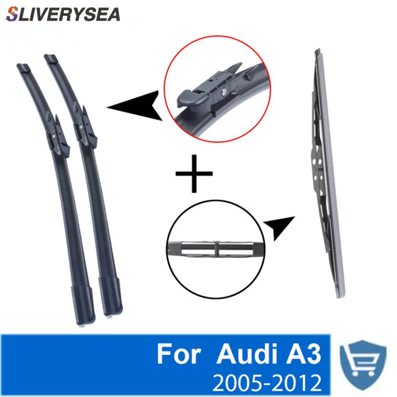 SLIVERYSEA Front and Rear Wiper Blade no Arm For Audi A3 2005 2012 High