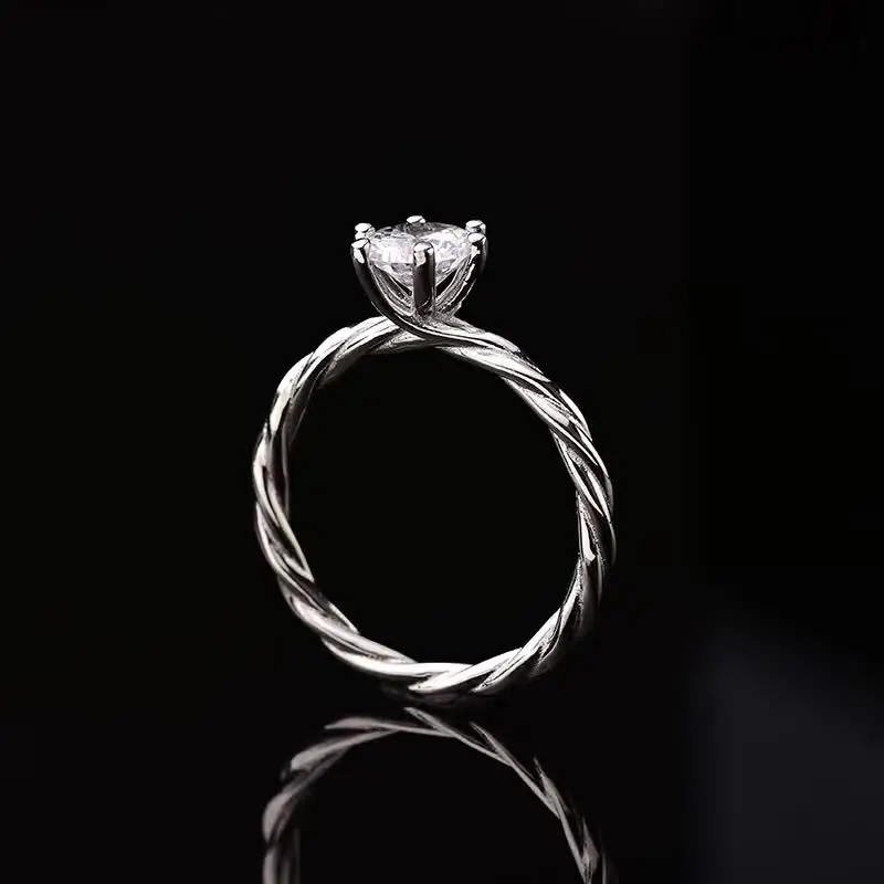 Лоза S925 серебряное кольцо 1ct D Цвет кольца с муассанитом покрытые белым золотом из Для женщин хорошее