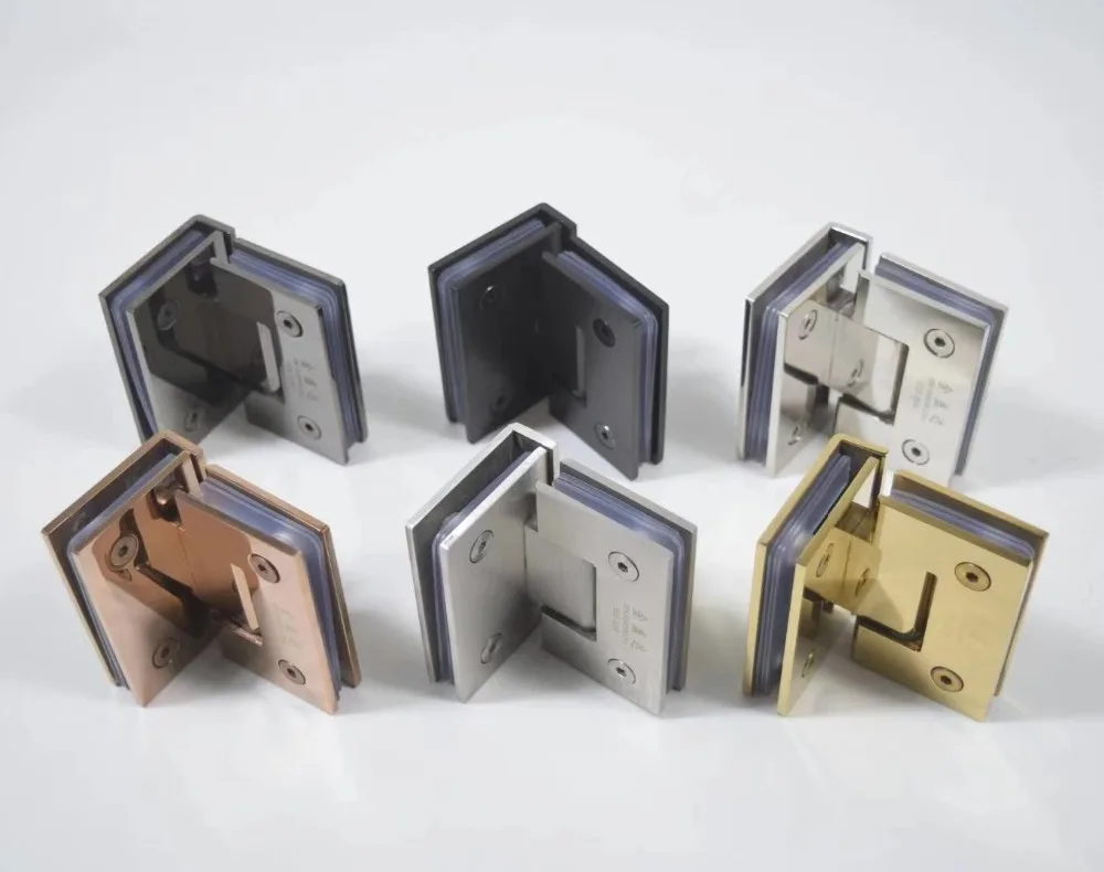 

2Pcs/Lot Premintehdw 304 Stainless Steel 90 degrees Screen Frameless Glass Hinge Shower Box clip clamp Black Gold Bronze Red