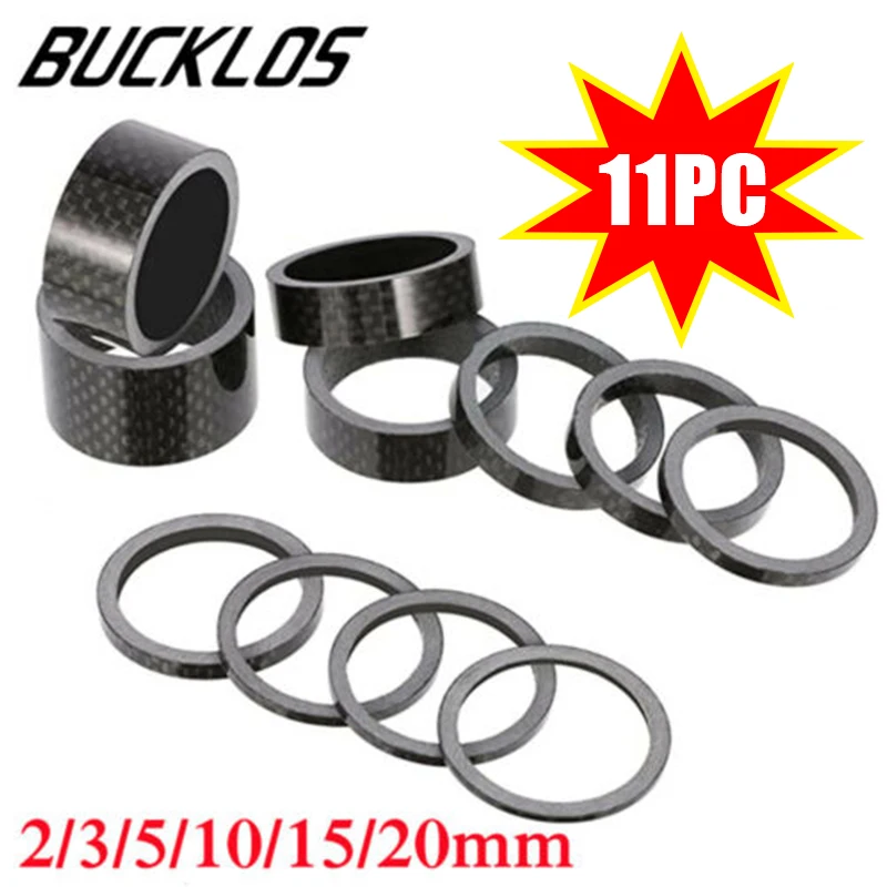 11pc Set Carbon Fiber Bicycle Washer 3/5/10/15/20mm Headset Stem Washer
