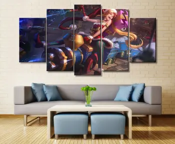 

5 Panel LOL League of Legends Jinx Game Canvas Printed Painting For Living Room Wall Art Decor HD Picture Artworks Poster
