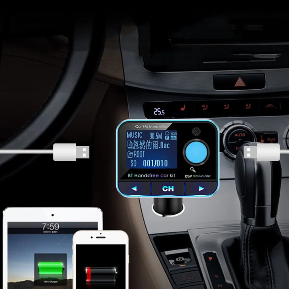 Цифровой Bluetooth fm-передатчик MP3 плеер Громкая связь вызов автомобильный комплект поддержка USB флэш TF Micro SD AUX аудио музыкальный плеер