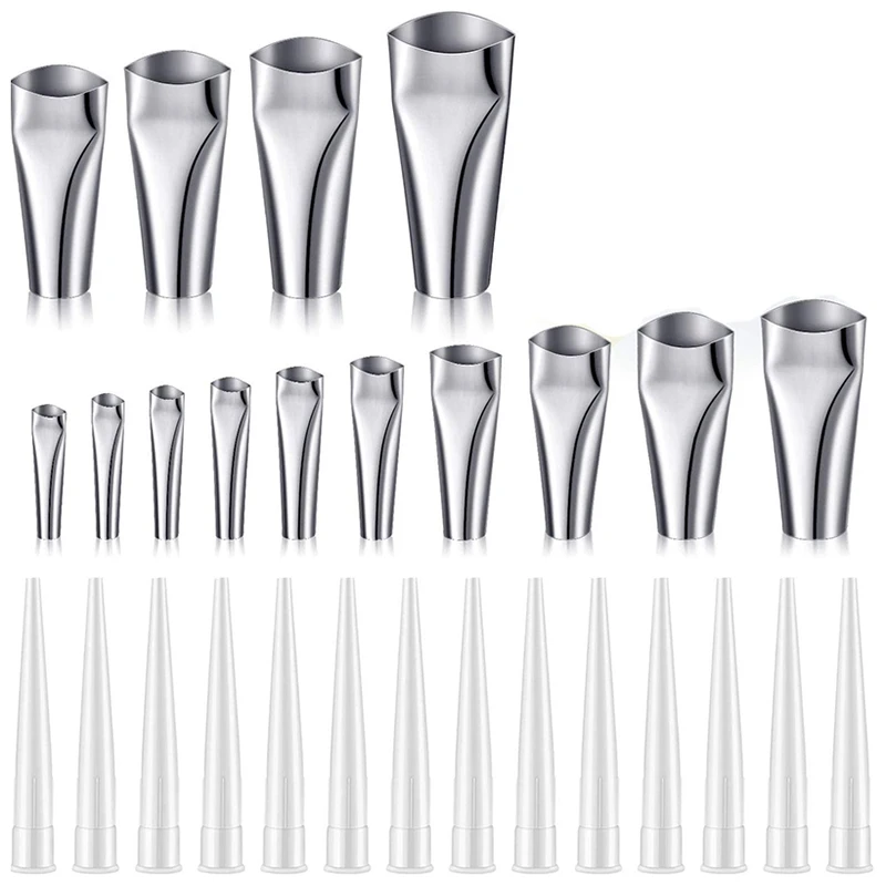 

14 Pieces Caulk Nozzle Applicator and 14 Pieces White Plastic Caulking Nozzles for Window Bathroom Kitchen