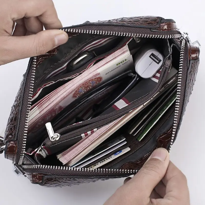 Cena Luksusowe Alligator wzór skóra Split sprzęgła torba portfele męskie biznes torebka krokodyl mężczyzna sprzęgła portfel posiadacza karty kiesy