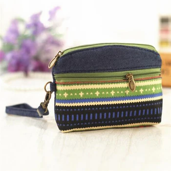

Hot Women Ethnic Cotton Fabric Coin Purse Clutch Key Card Children Kids Coin Wallet Double Zipper Purses Bolsa Feminina