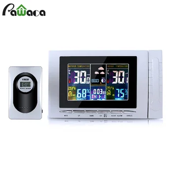 

Wireless Clock Snooze Weather Station Barometer Calendar Temperature Humidity Thermometer Home Digital Color Screen Rain Gauge