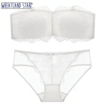 

Lace Tube Tops Bra Set of Underwear Push Up Wirefree Lingerie Set Four Hook-and-eye Convertible Straps Women's Panties Intimates