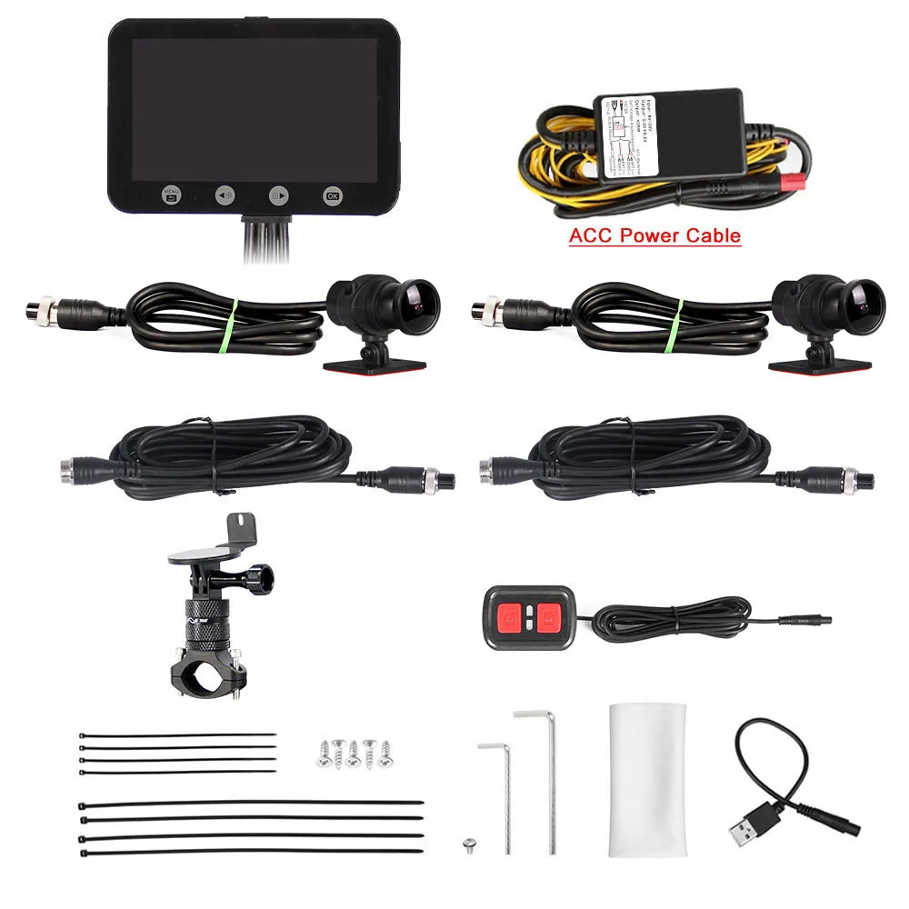 ACC Power Cable SYS VSYS P4.5 WiFi мотоциклетная видеорегистратор 1080P с двумя объективами Передняя и задняя 4,5 ''ЖК-водонепроницаемая мотоциклетная камера DVR система - Название цвета: ACC Power Cable