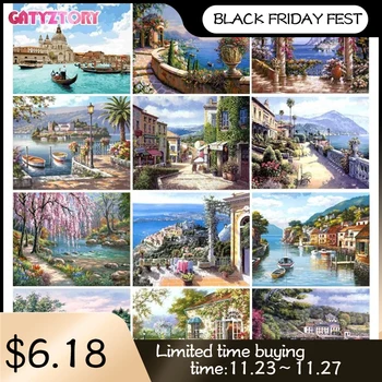 

GATYZTORY Sea scenery DIY oil Painting By Numbers Kit acrylic paint by numbers art work diy Paintings art on Canvas By Numbers