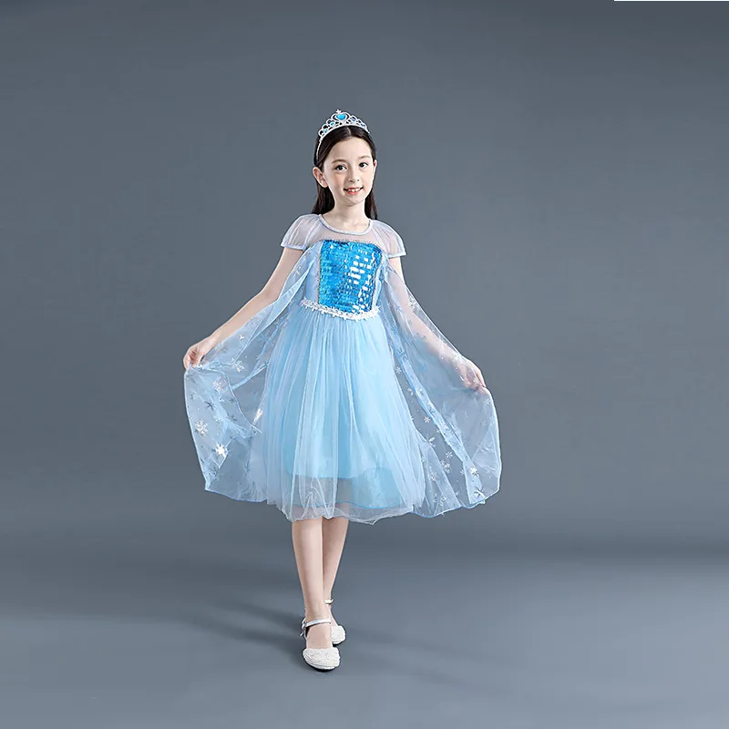Детские платья для девочек с изображением героев мультфильма «Холодное сердце»; костюм Эльзы; платье принцессы на Хеллоуин, Рождество, вечеринку; элегантная детская одежда на год - Цвет: Only Blue Dress