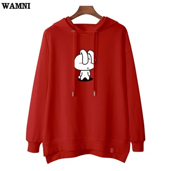 

WAMNI Kawaii Hoodies Sweatshirt Autumn Outerwear Unique Hoodies Women Fashion Harajuku Little Rabbit Print Loose Sweatshirt