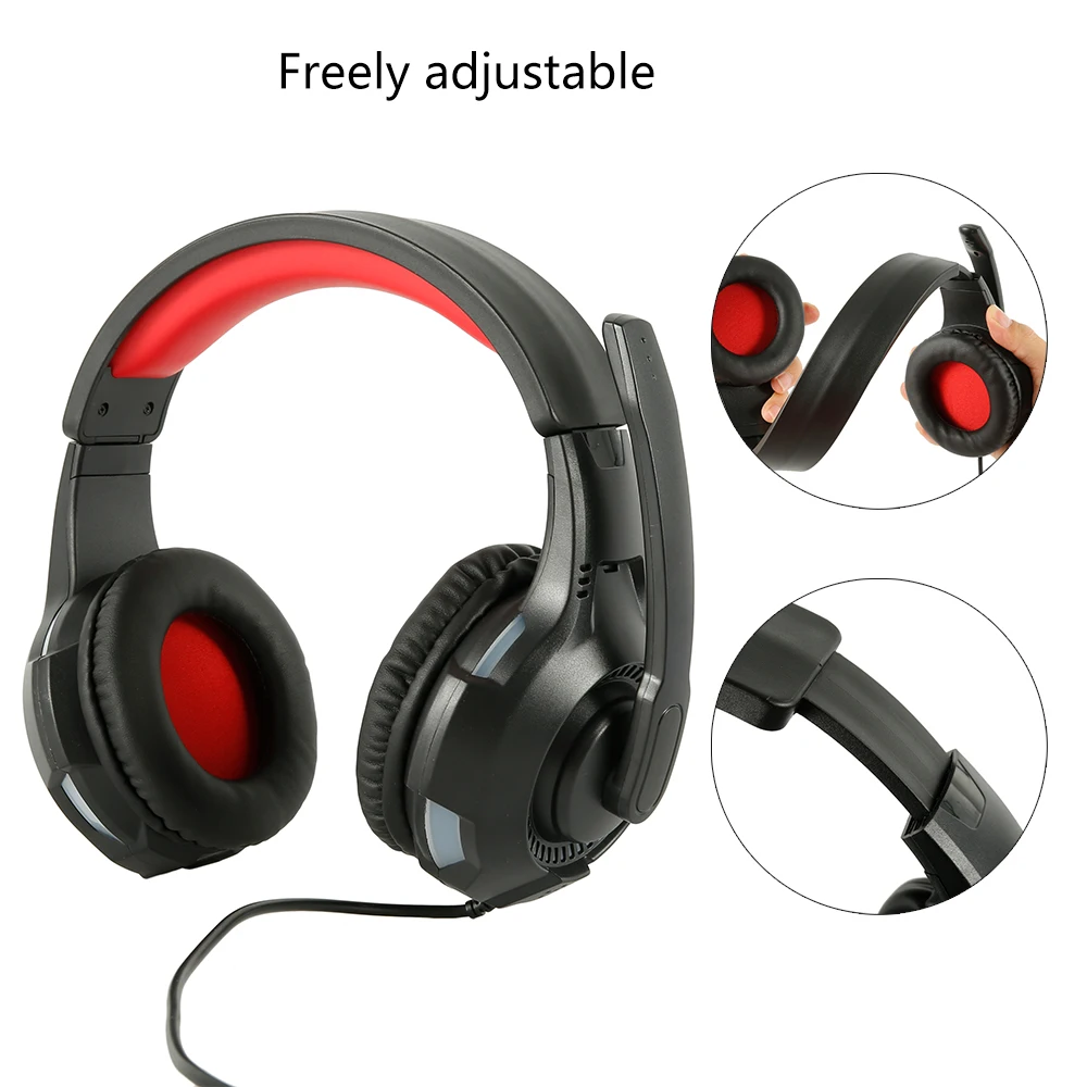 ADJUSTABLE USB HEADSET EARPHONES With MICROPHONE 4D Stereo Surround Subwoofer Sound for PC Laptop Game Accessories