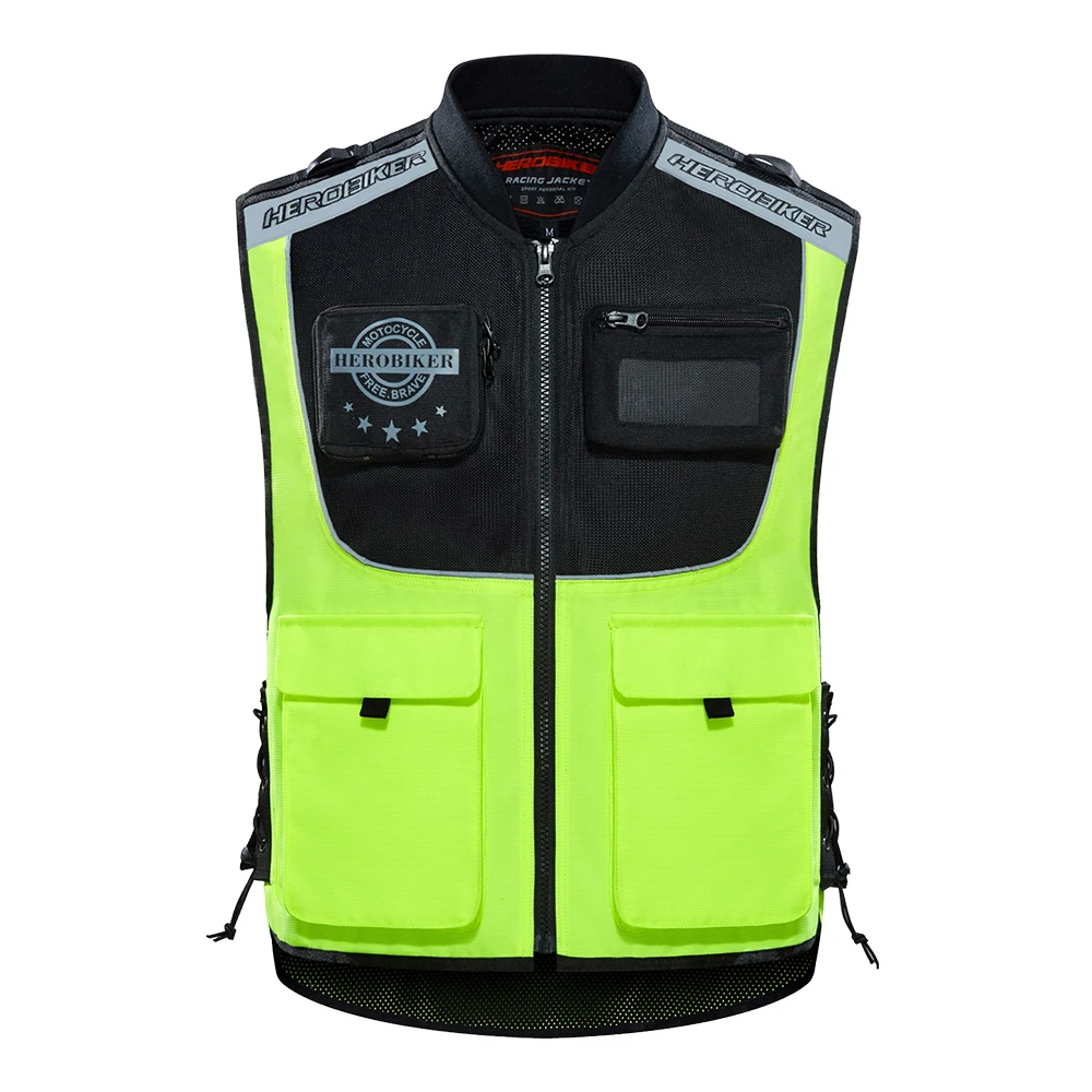HEROBIKER мотоциклетная куртка мужская одежда для верховой езды светоотражающий жилет мотоциклетный жилет Мотоциклетная Куртка Мото дышащая байкерская куртка - Цвет: MV001 Green