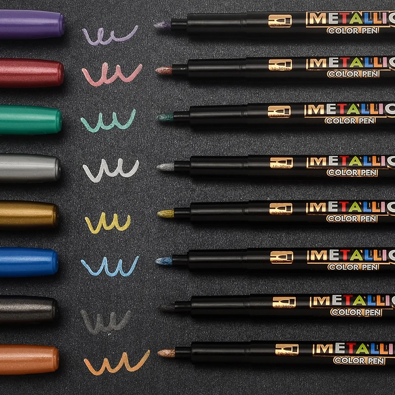 8-Colors-Metallic-Marker-Water-Paint-Marker-Brush-Pen-Permanent-Drawing-DIY-Photo-Album-Glass-Paper