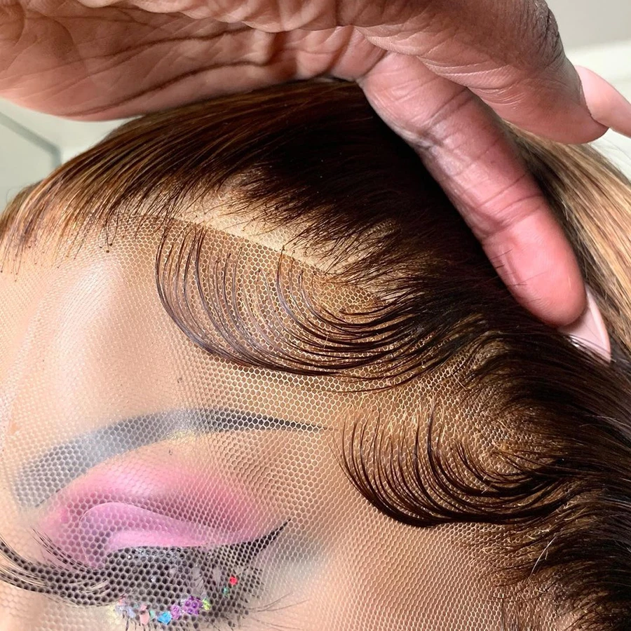 Onda do Corpo Frente do Laço Peruca de Cabelo Arrancado para as Mulheres Peruca de Fechamento de Linha Destaques Loira Laço Frontal Peruca 13x4 Humano Pré Natural Fina 1 cabelo humano pré arrancado para as mulheres