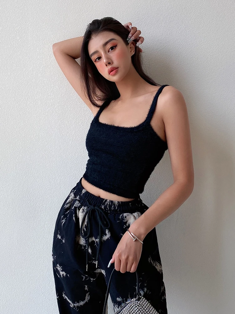 2020 Pure Wool Warm Match Women Sexy Crop Tops Solid Summer Camis Women Casual Tank Tops Vest Sleeveless Crop Tops Blusas