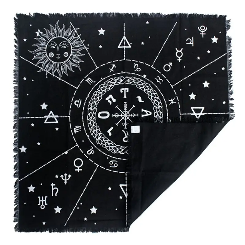 60*60cm Cotton Tarot Tablecloth 12 Constellations Astrology Oracle Altar Cloth M7DC