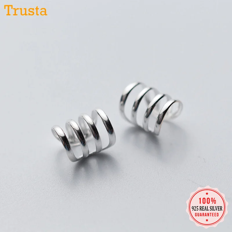Trustdavis 100% 925 пробы серебряные серьги 3 4 5 слоев клипсы для ушей женщин девушек без в