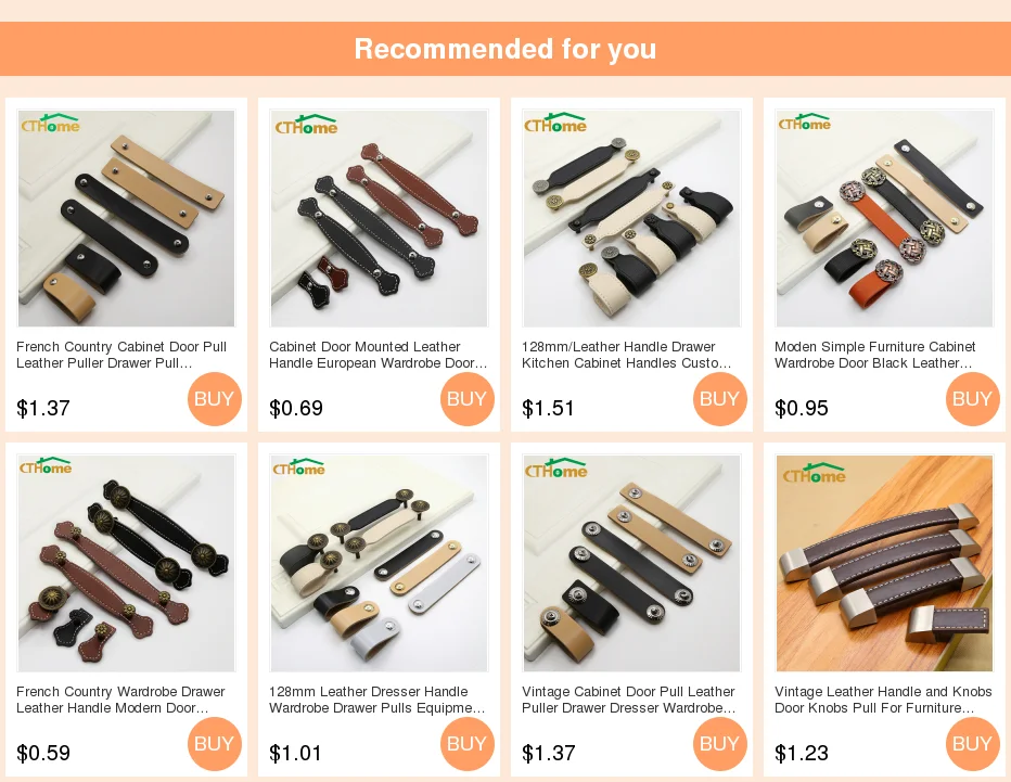 1PCS Leather Handle Bag Handle Drawer Door Knob Brown Black Furniture Handle Hardware Decoration Zinc Alloy Cabinet Dresser