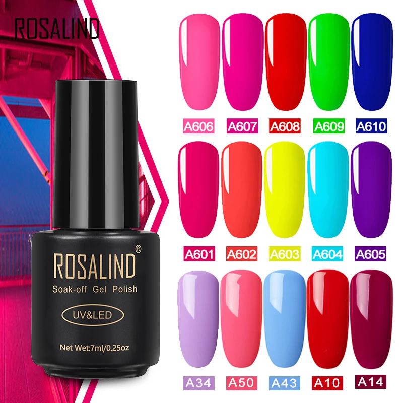 

ROSALIND Gel Nail Polish Neon color Set All For Manicure Semi Permanent UV Top Coat Nail Art Gel Varnish Hybrid Nails Gel Polish