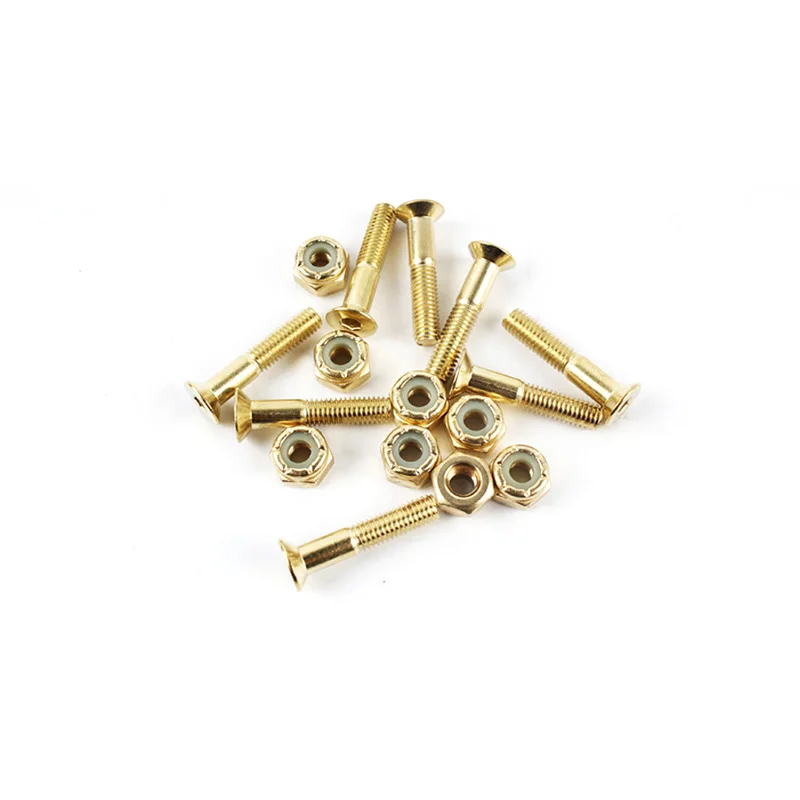 Free Shipping 8pcs 29mm Gold Hard Ware Fishboard Bolts Skateboard Parts Iron 29mm Hard Ware Fish Board