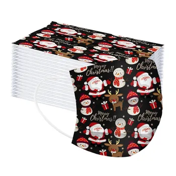 

10/50pc Christmas Printed Masks Disposable Breathable Face Cover Mask 3 Layer Non-woven Mouth Mask Proteccion Mask Mascarillas