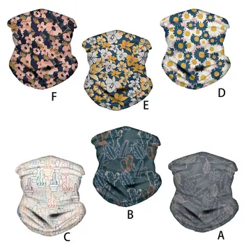 

Unisex Outdoor Sport Magic Bandana Scarf Daisy Floral Cactus Digital Print Neck Gaiter Dustproof Cycling Face Cover
